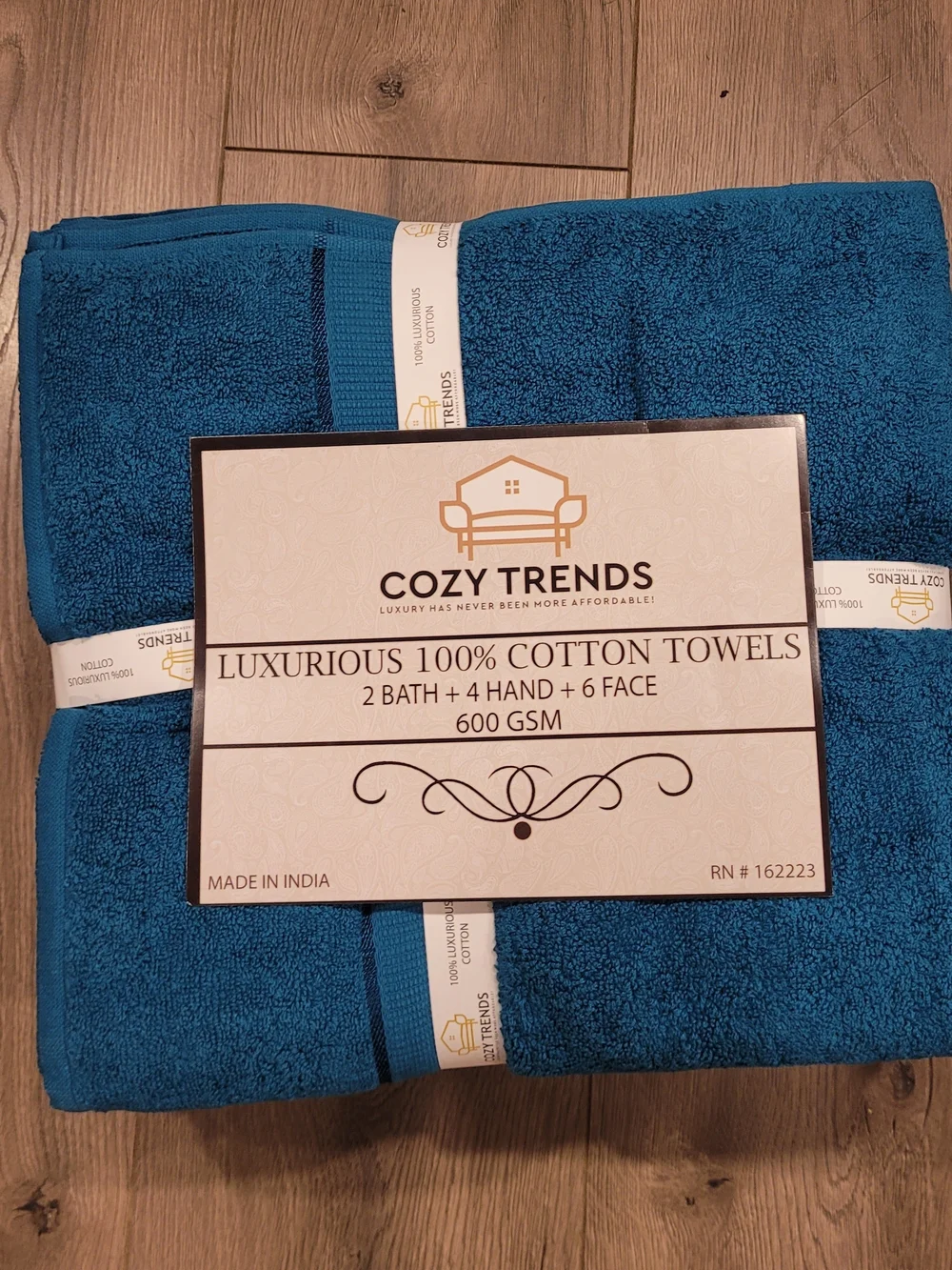 Cozy Trends Luxurious Teal 100% Cotton Bath Towel Set 12 Pieces- 600 GSM